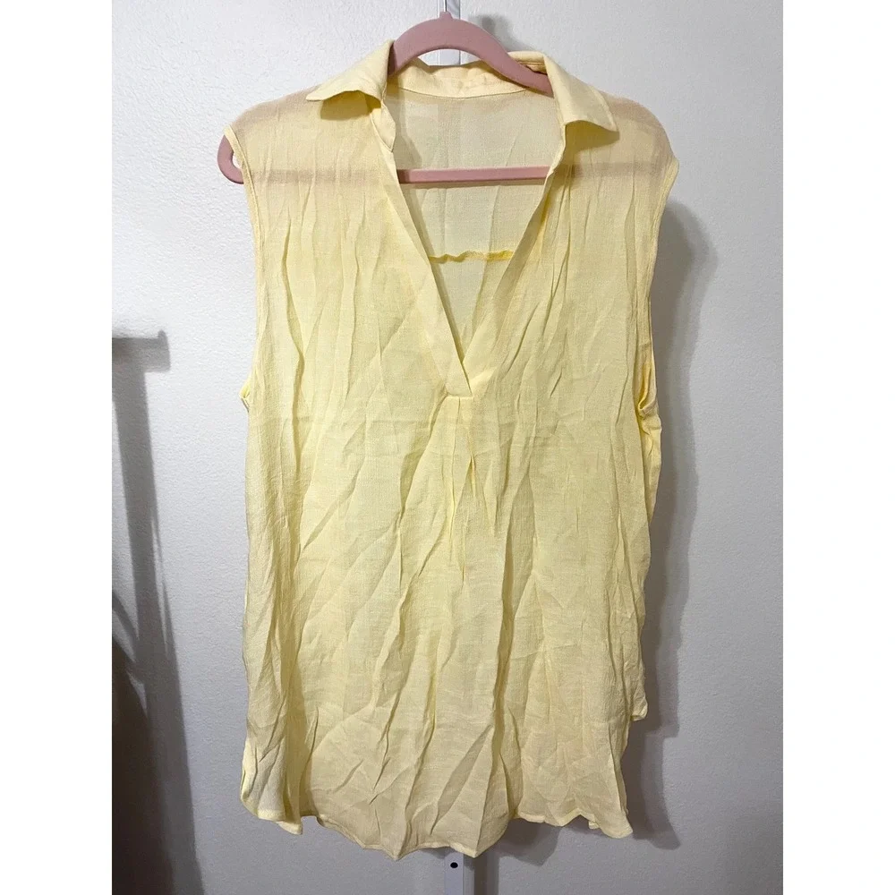 NWT Cupshe Boho V-Neck Shirt Mini Dress Yellow Medium‎